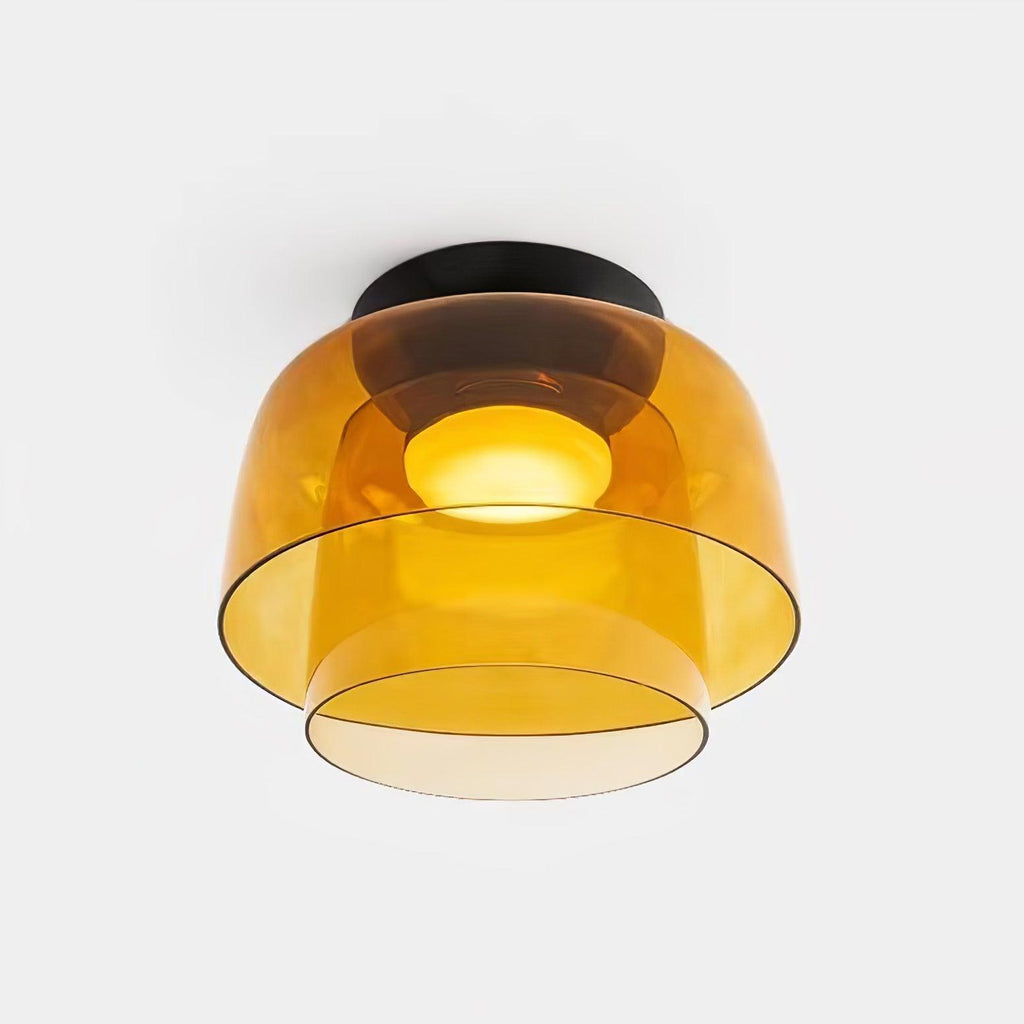 Røget glas loftslampe med integreret LED i minimalistisk stil
