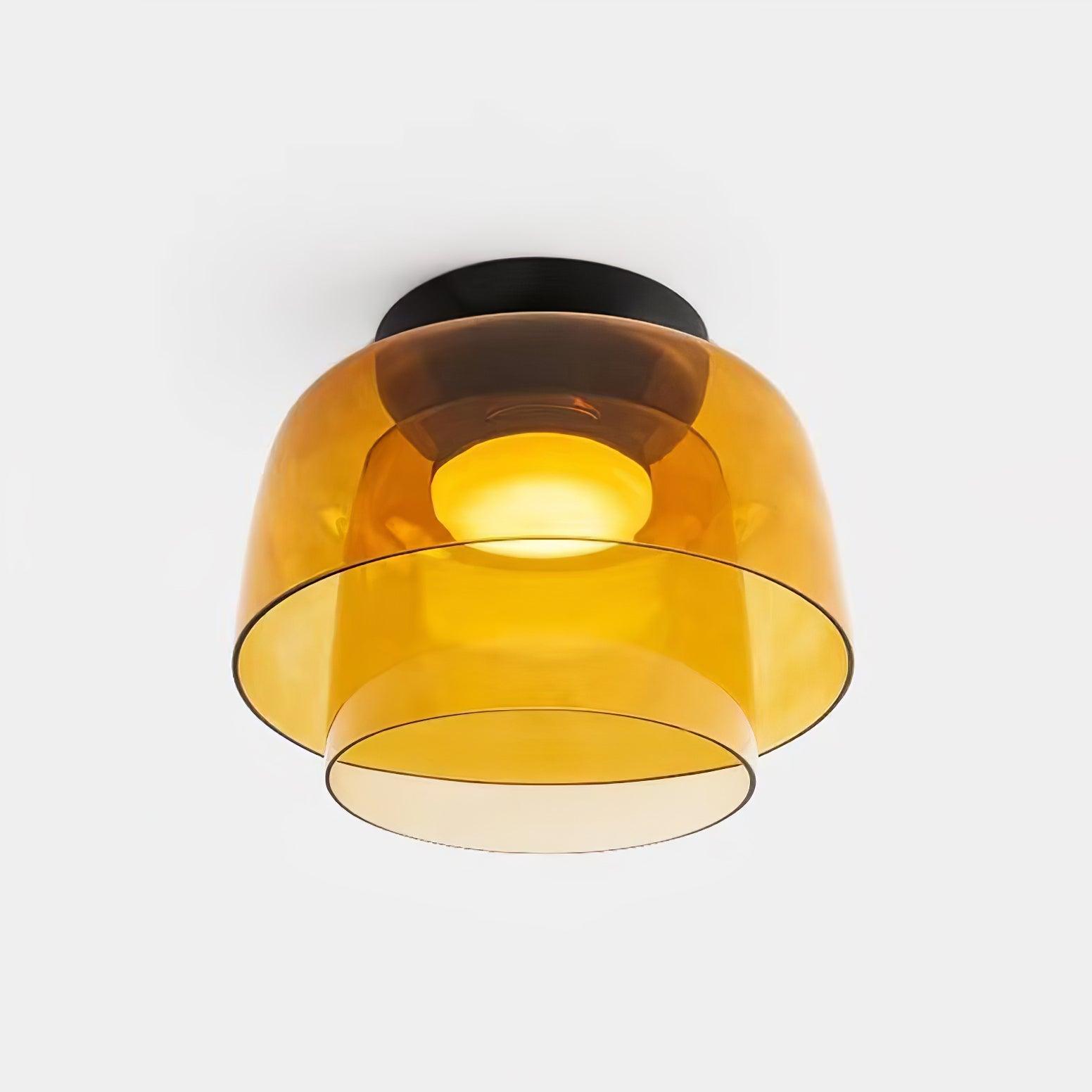 Røget glas loftslampe med integreret LED i minimalistisk stil