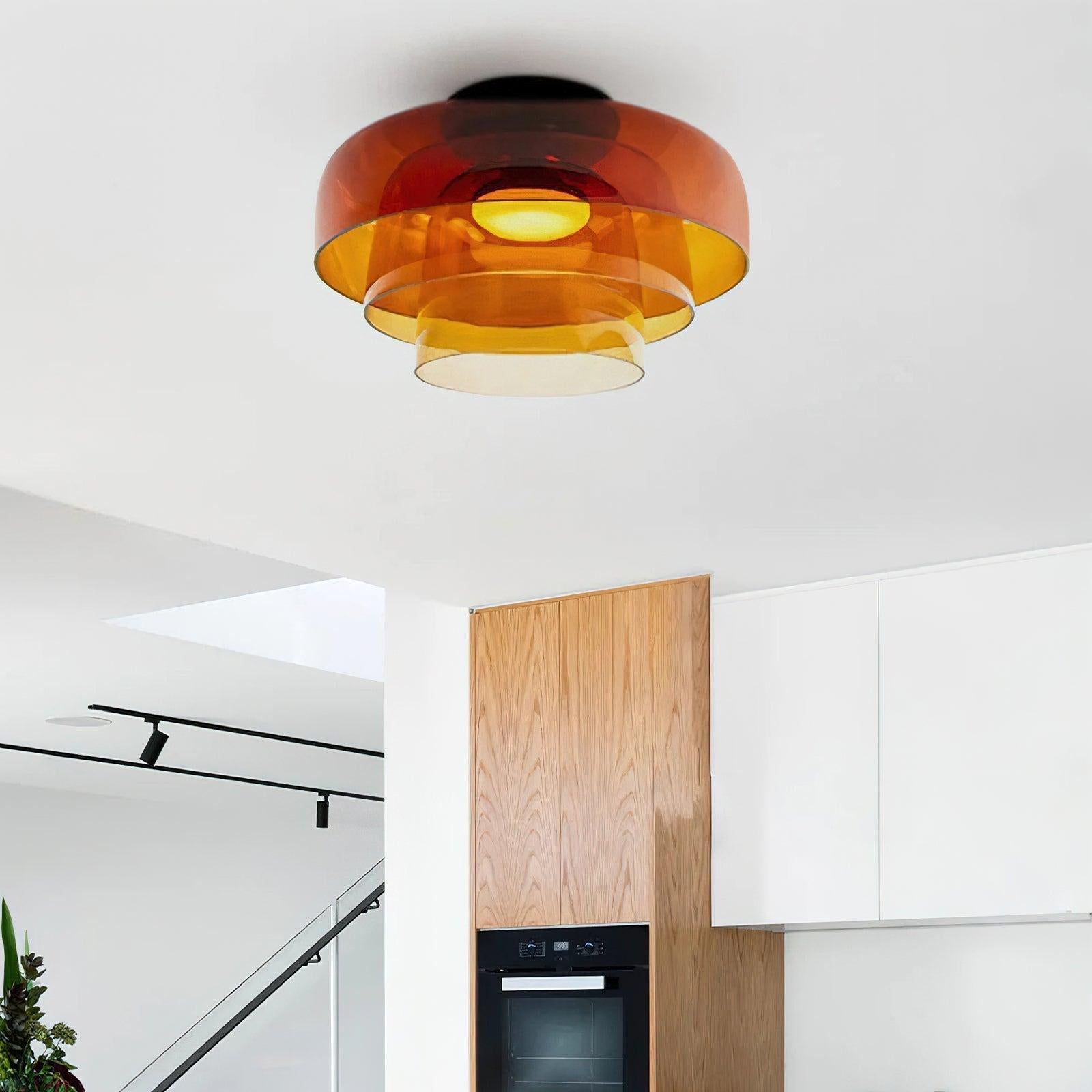 Røget glas loftslampe med integreret LED i minimalistisk stil