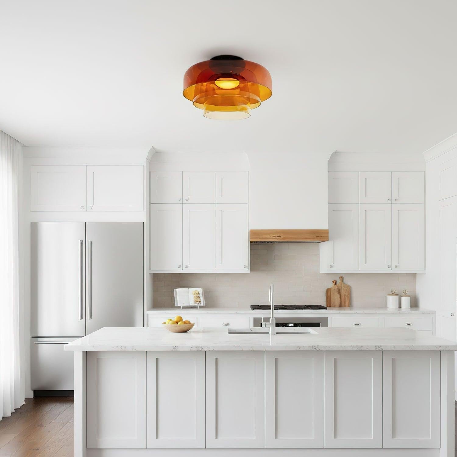 Røget glas loftslampe med integreret LED i minimalistisk stil