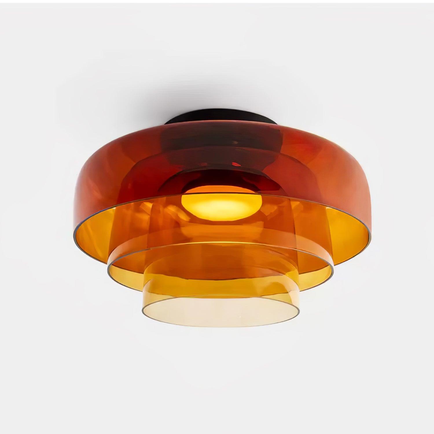 Røget glas loftslampe med integreret LED i minimalistisk stil