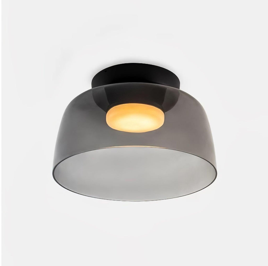 Røget glas loftslampe med integreret LED i minimalistisk stil