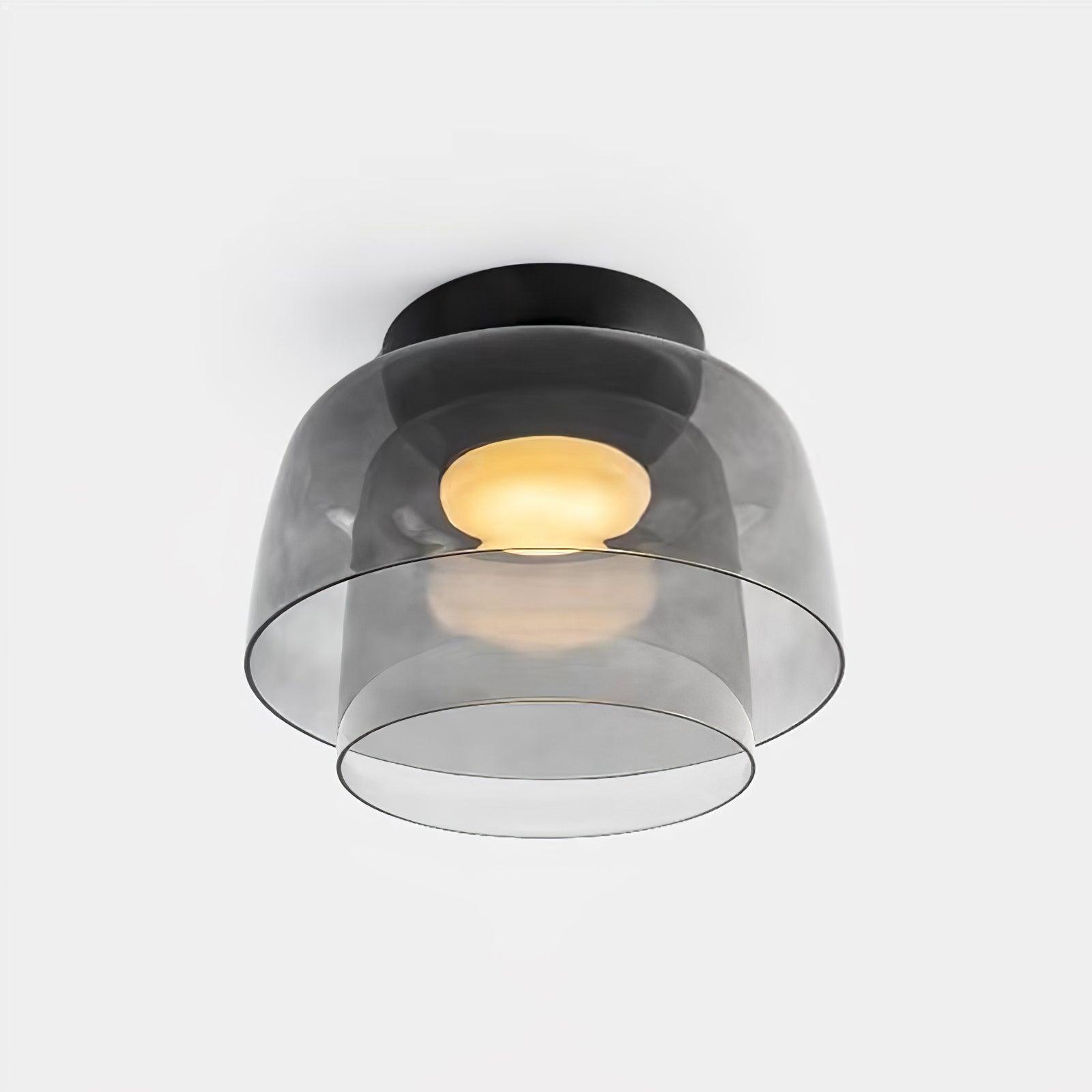 Røget glas loftslampe med integreret LED i minimalistisk stil