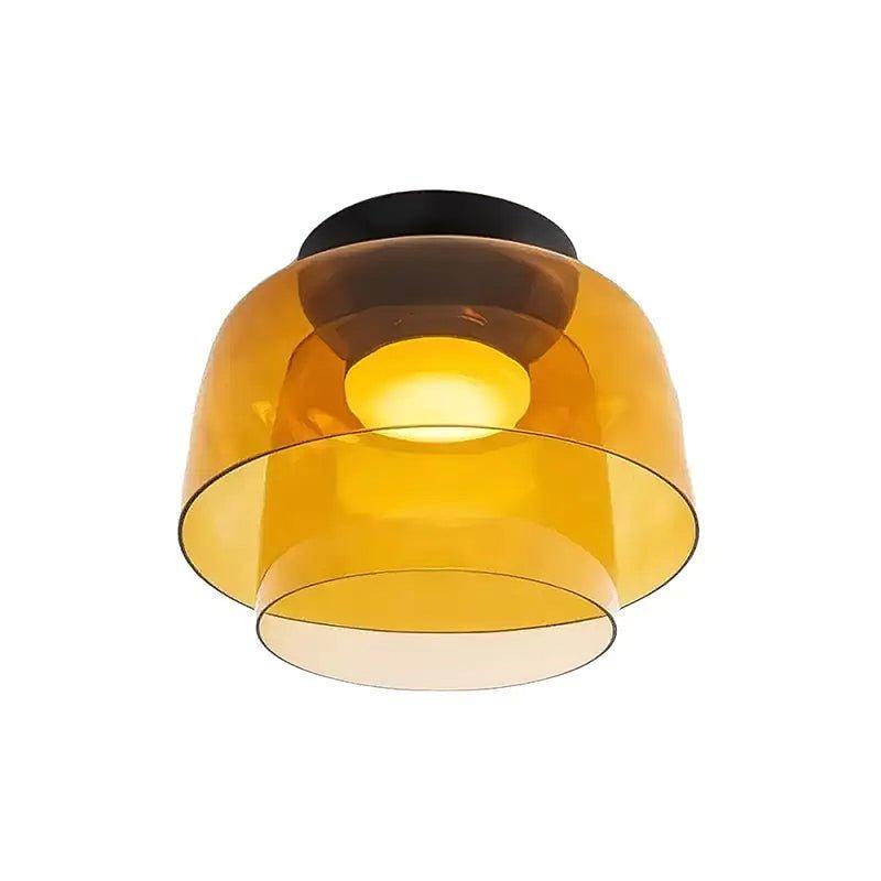 Røget glas loftslampe med integreret LED i minimalistisk stil