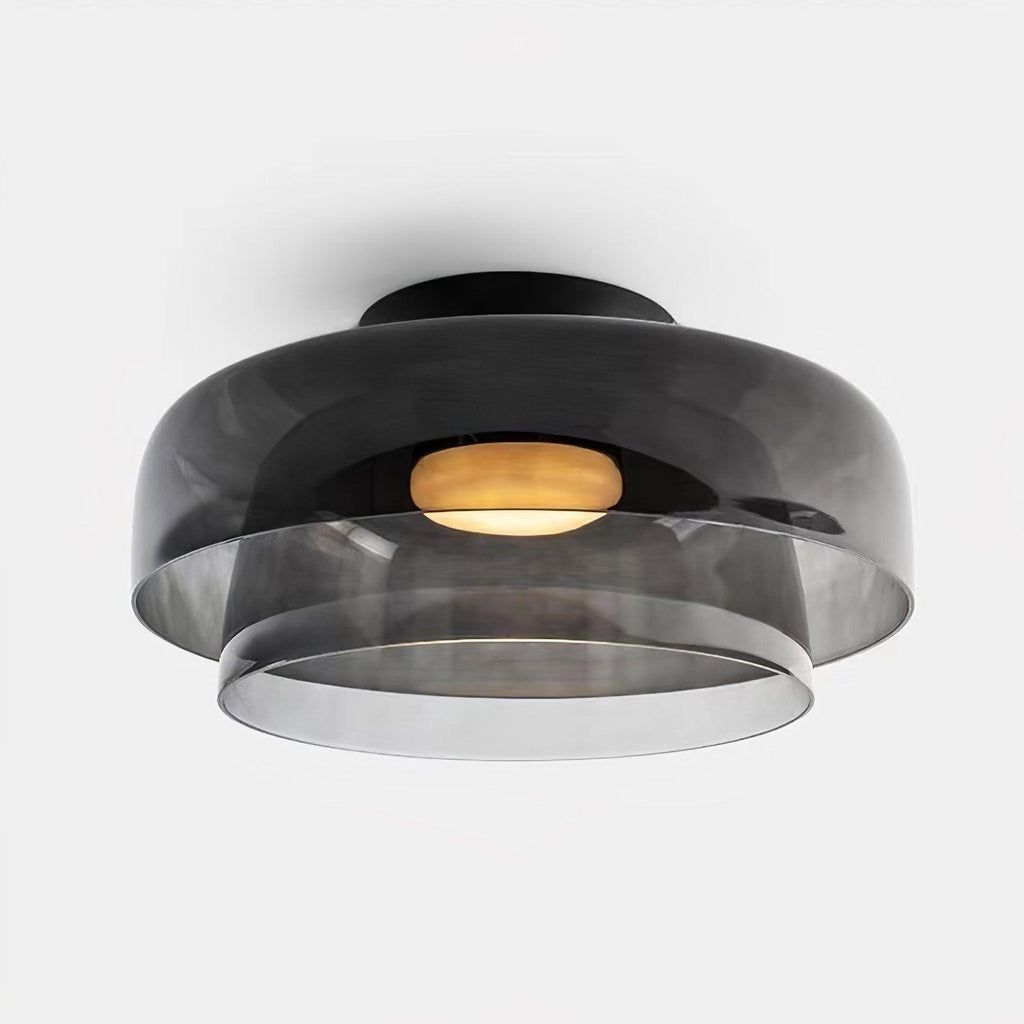 Røget glas loftslampe med integreret LED i minimalistisk stil