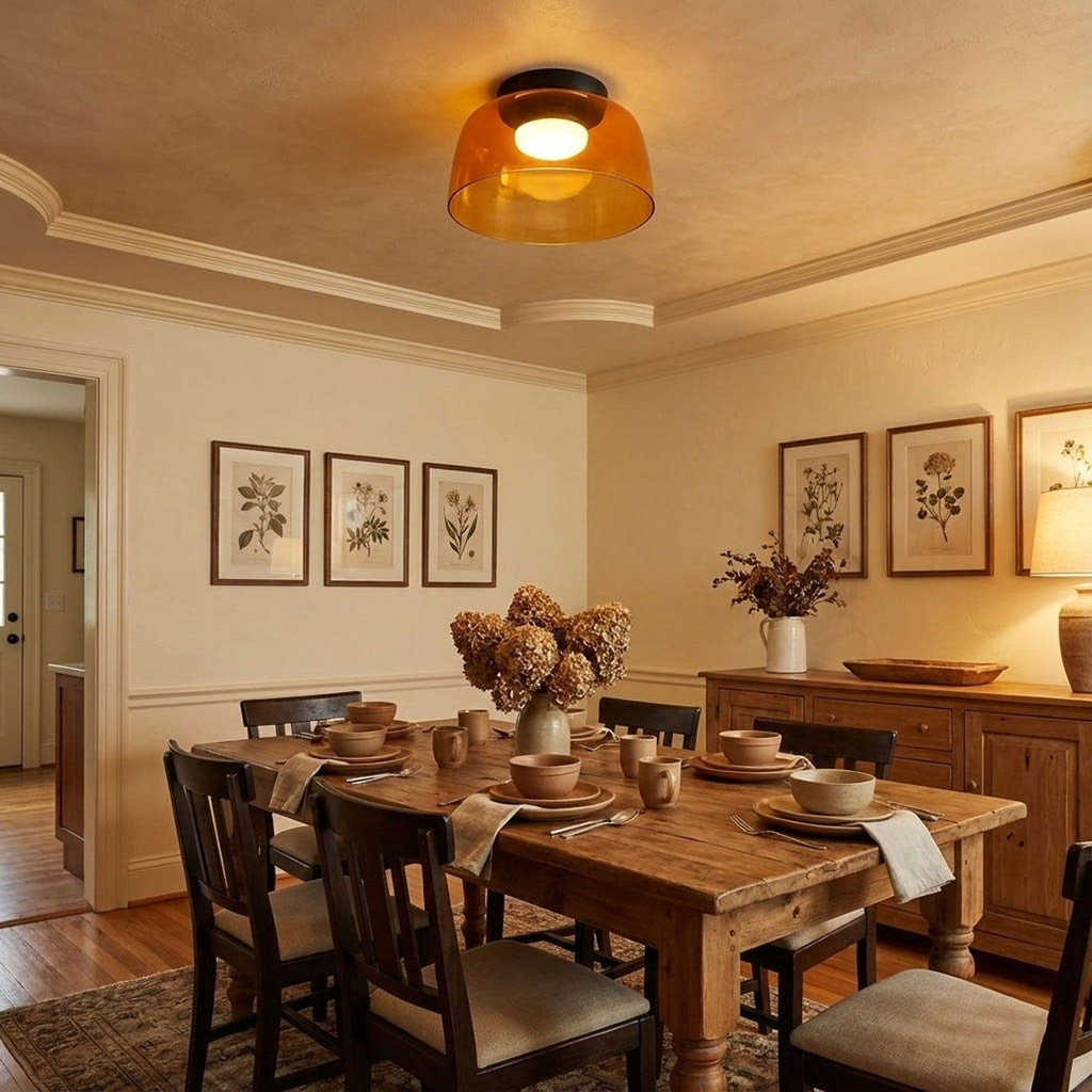 Røget glas loftslampe med integreret LED i minimalistisk stil