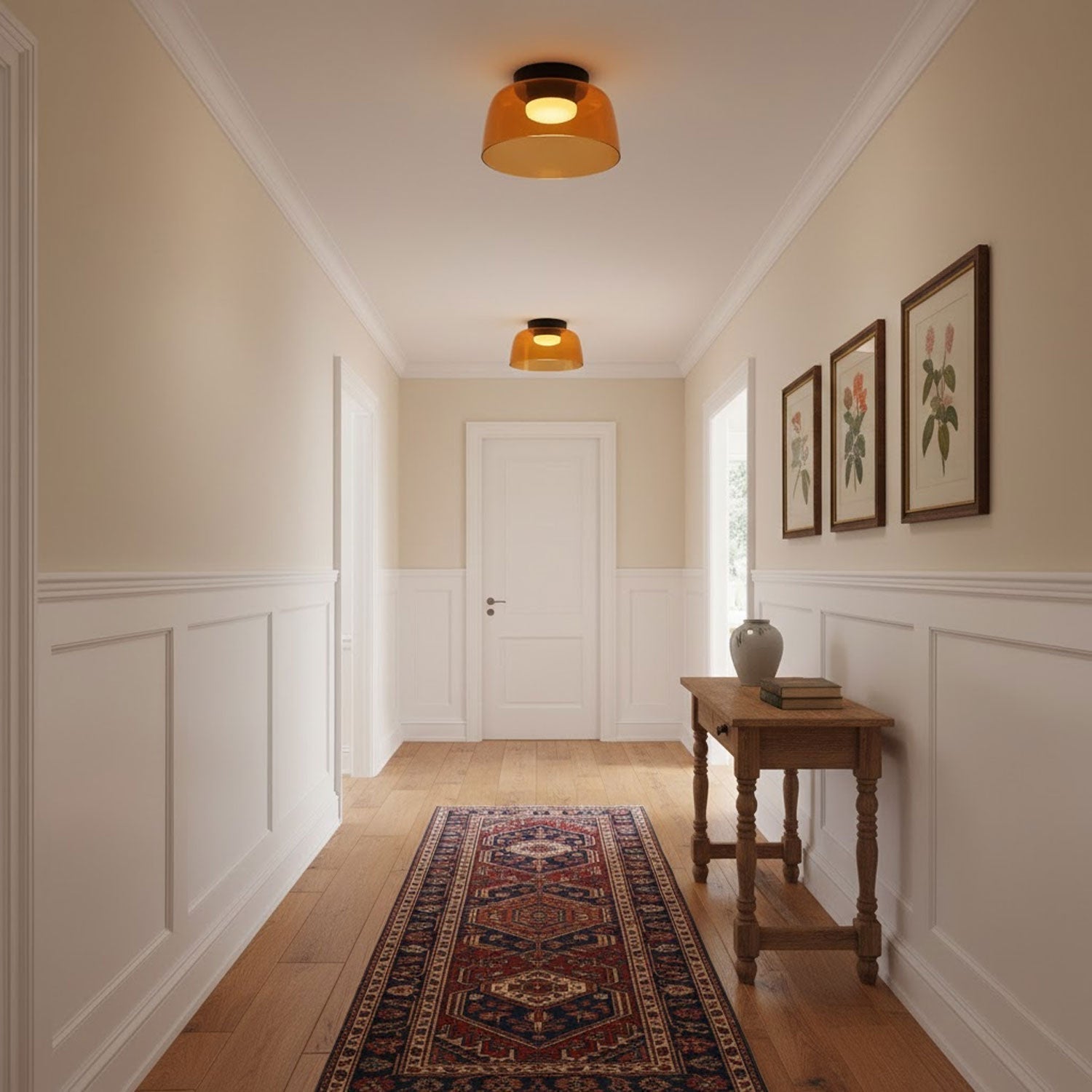 Røget glas loftslampe med integreret LED i minimalistisk stil