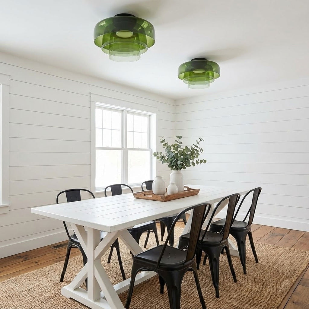 Røget glas loftslampe med integreret LED i minimalistisk stil
