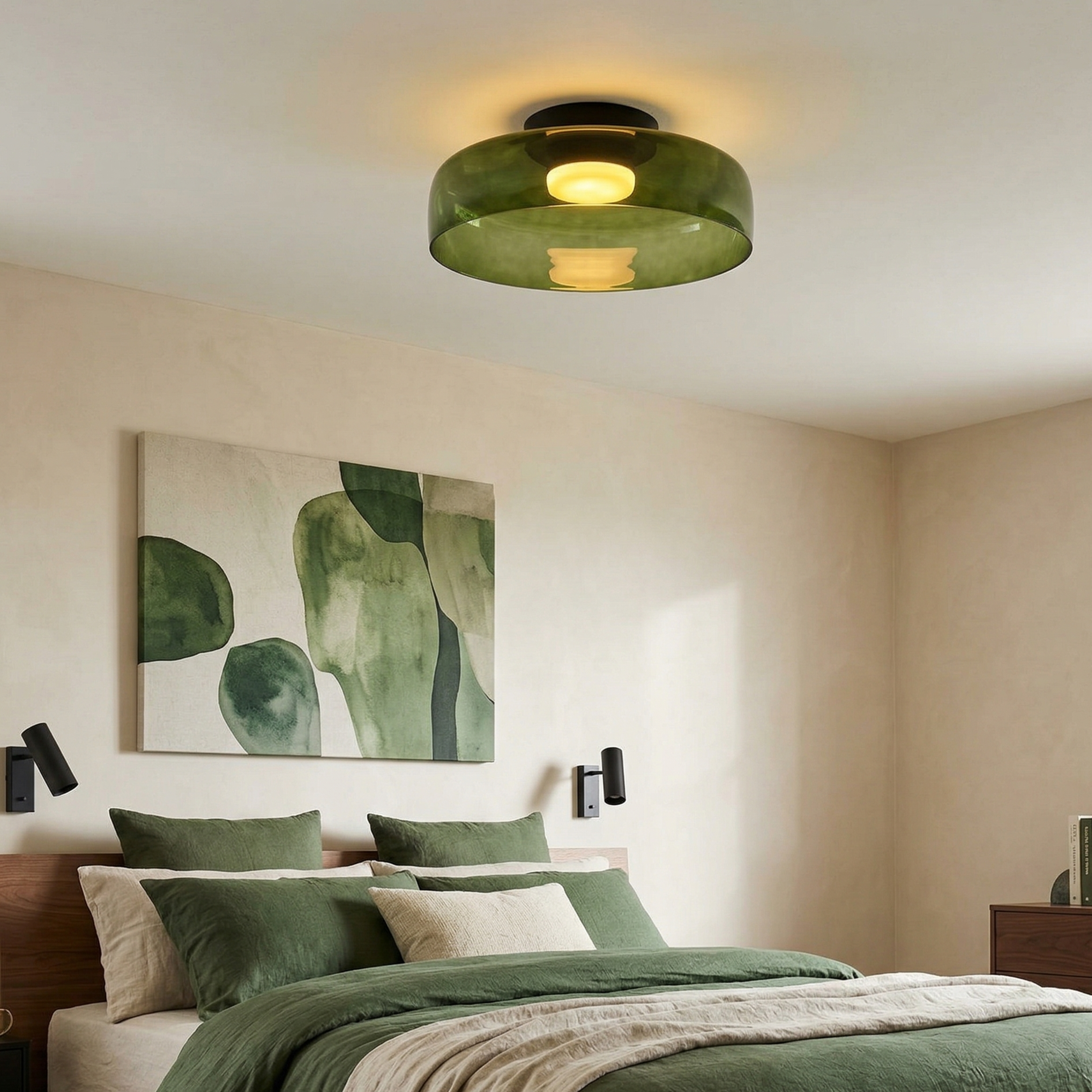 Røget glas loftslampe med integreret LED i minimalistisk stil