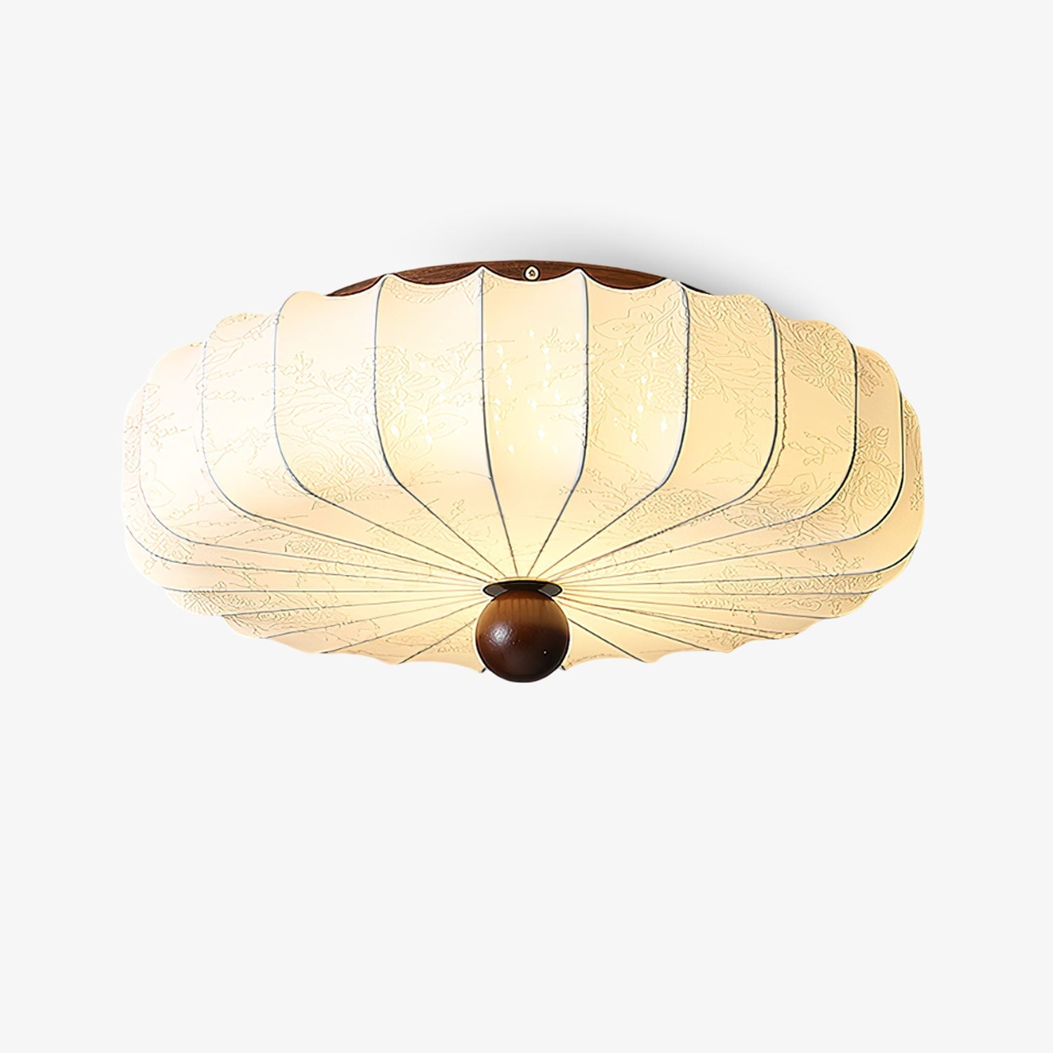 Plafonnier en bois et tissu avec LED intégrée, style minimaliste
