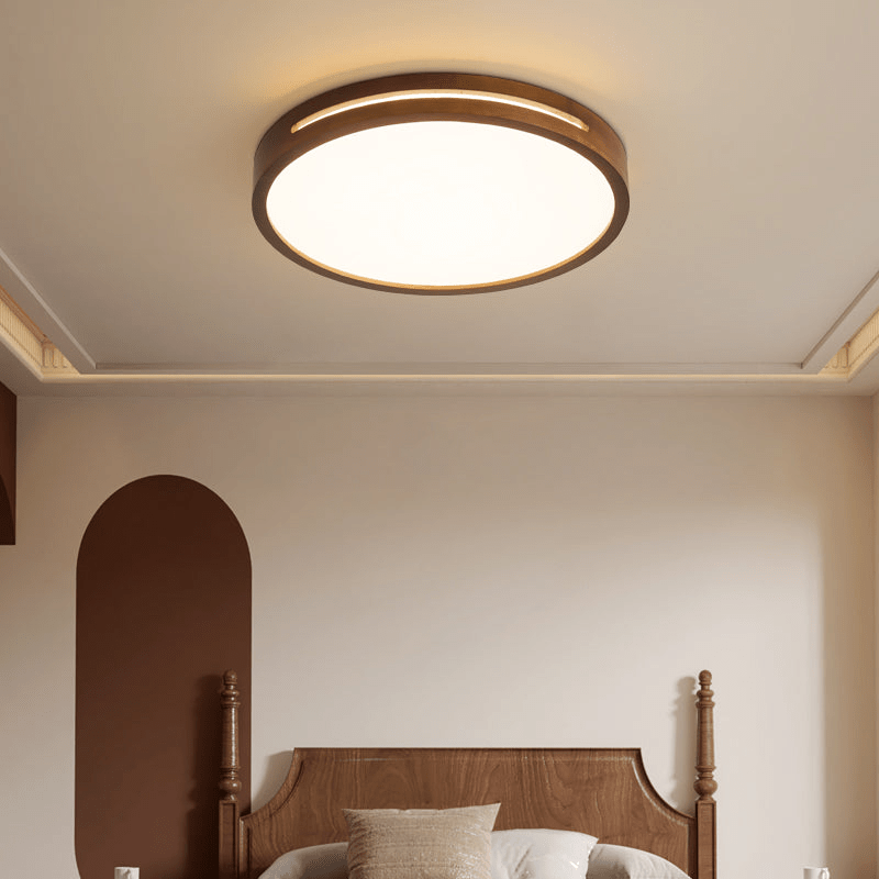 Lámpara de techo con acabado en madera y LED integrado regulable