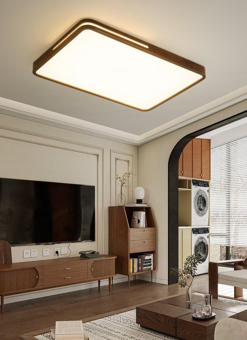 Lámpara de techo con acabado en madera y LED integrado regulable