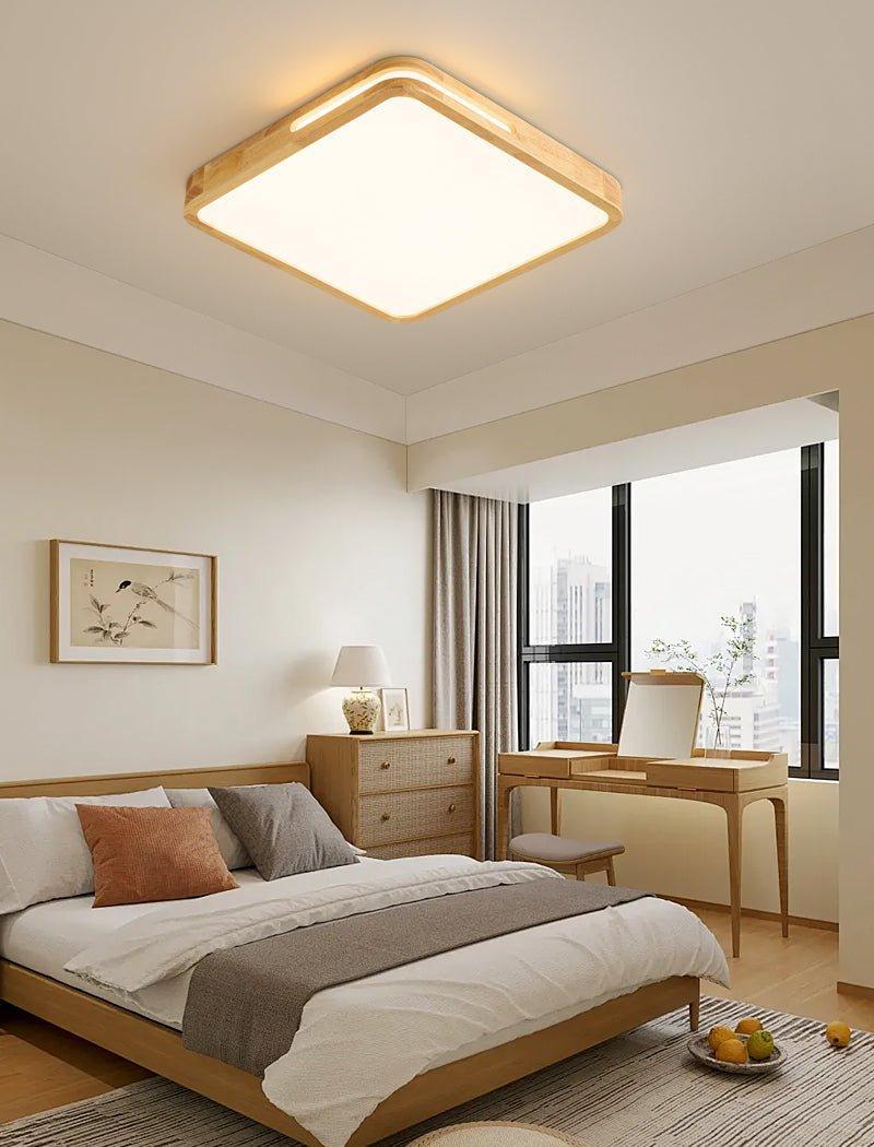 Lámpara de techo con acabado en madera y LED integrado regulable
