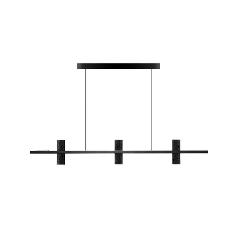 Minimalist Chandelier With Black Travertine Pillars And Copper Accent