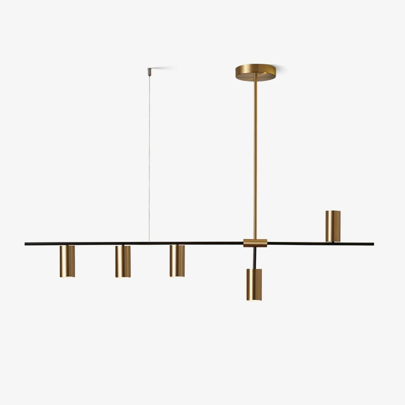 Chic Minimalist Chandelier With Height Adjustable Metal Frame In Black And Gold