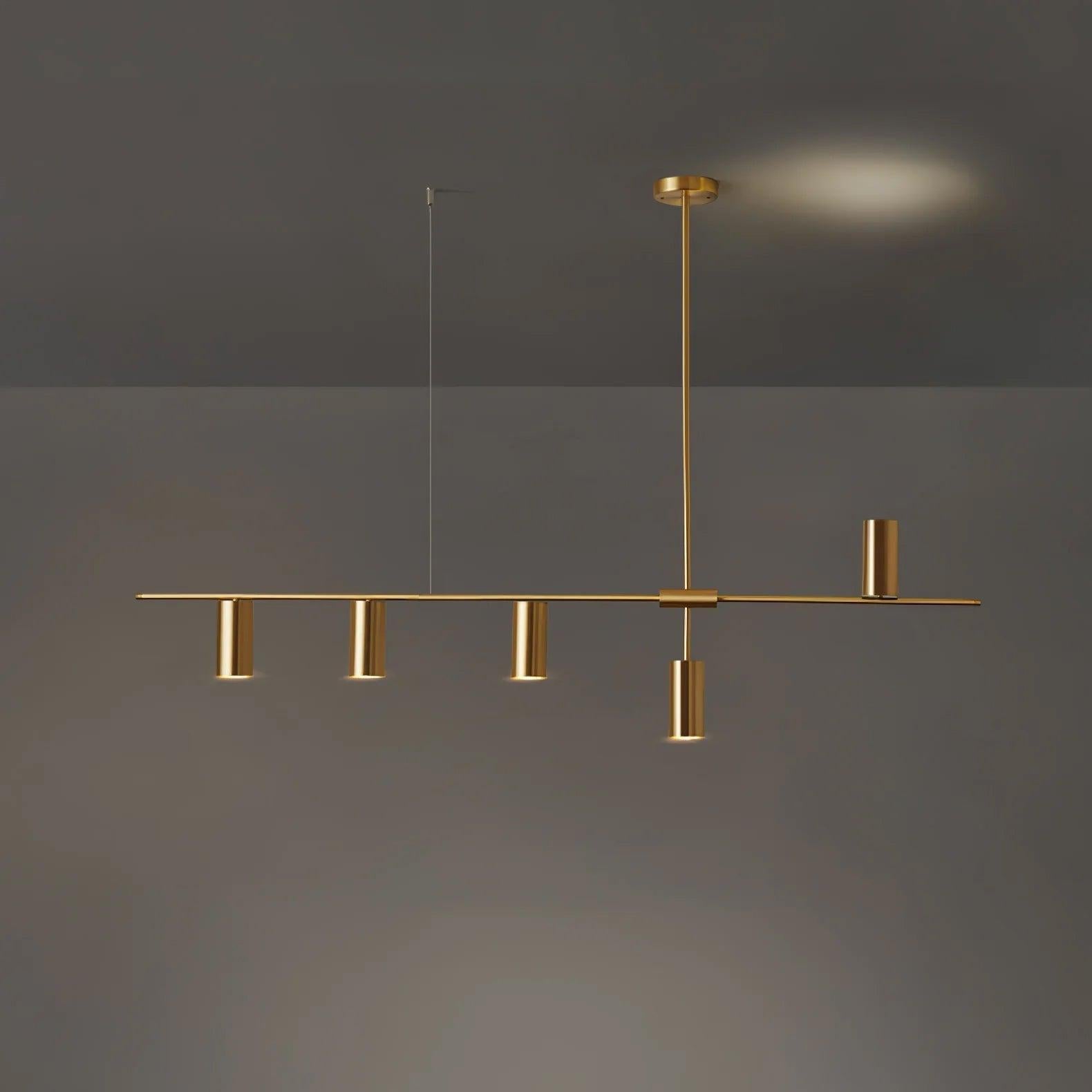 Chic Minimalist Chandelier With Height Adjustable Metal Frame In Black And Gold