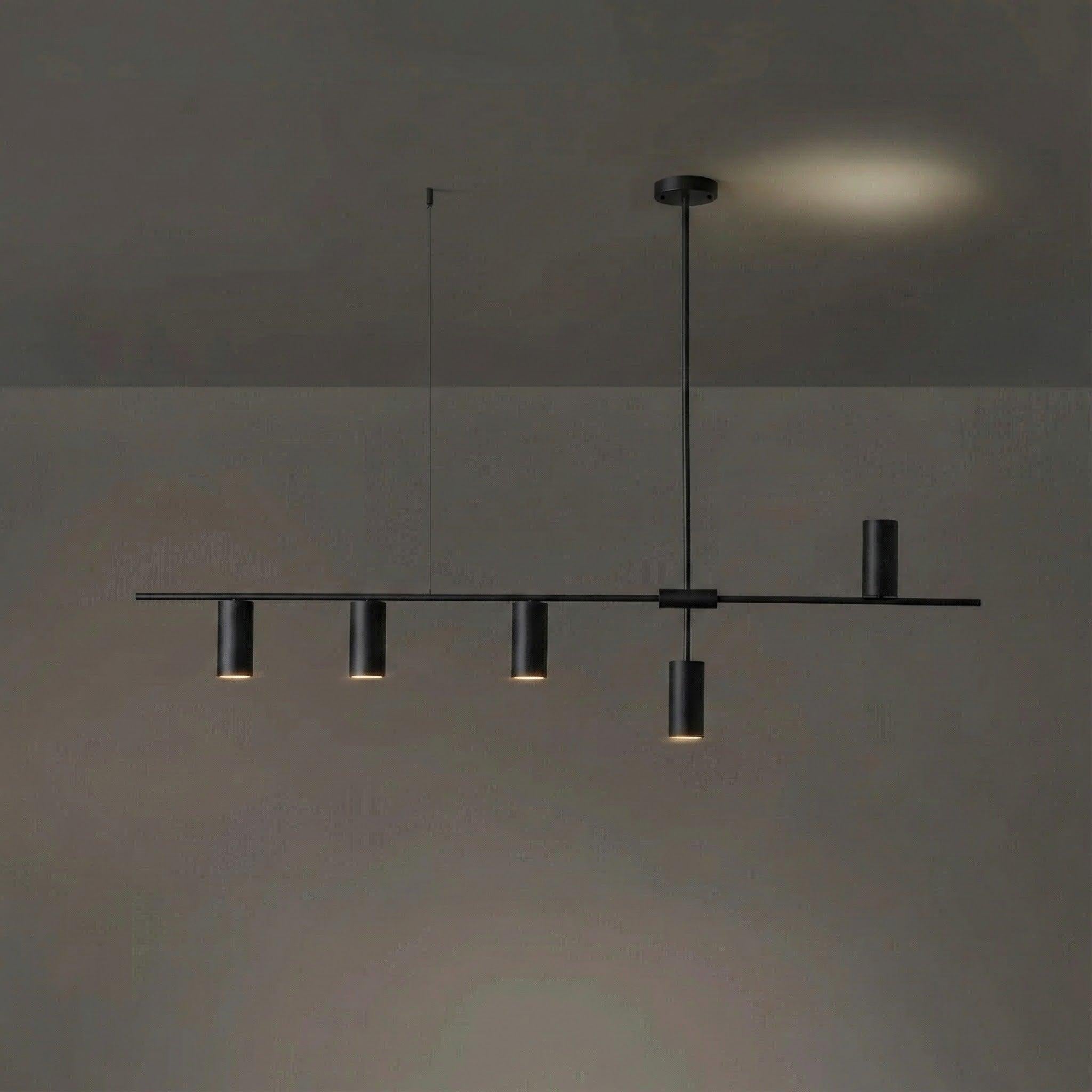 Chic Minimalist Chandelier With Height Adjustable Metal Frame In Black And Gold