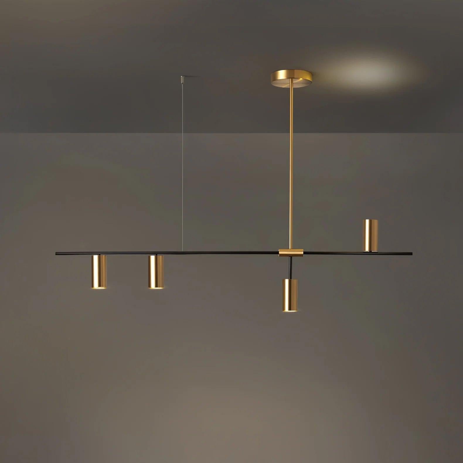 Chic Minimalist Chandelier With Height Adjustable Metal Frame In Black And Gold