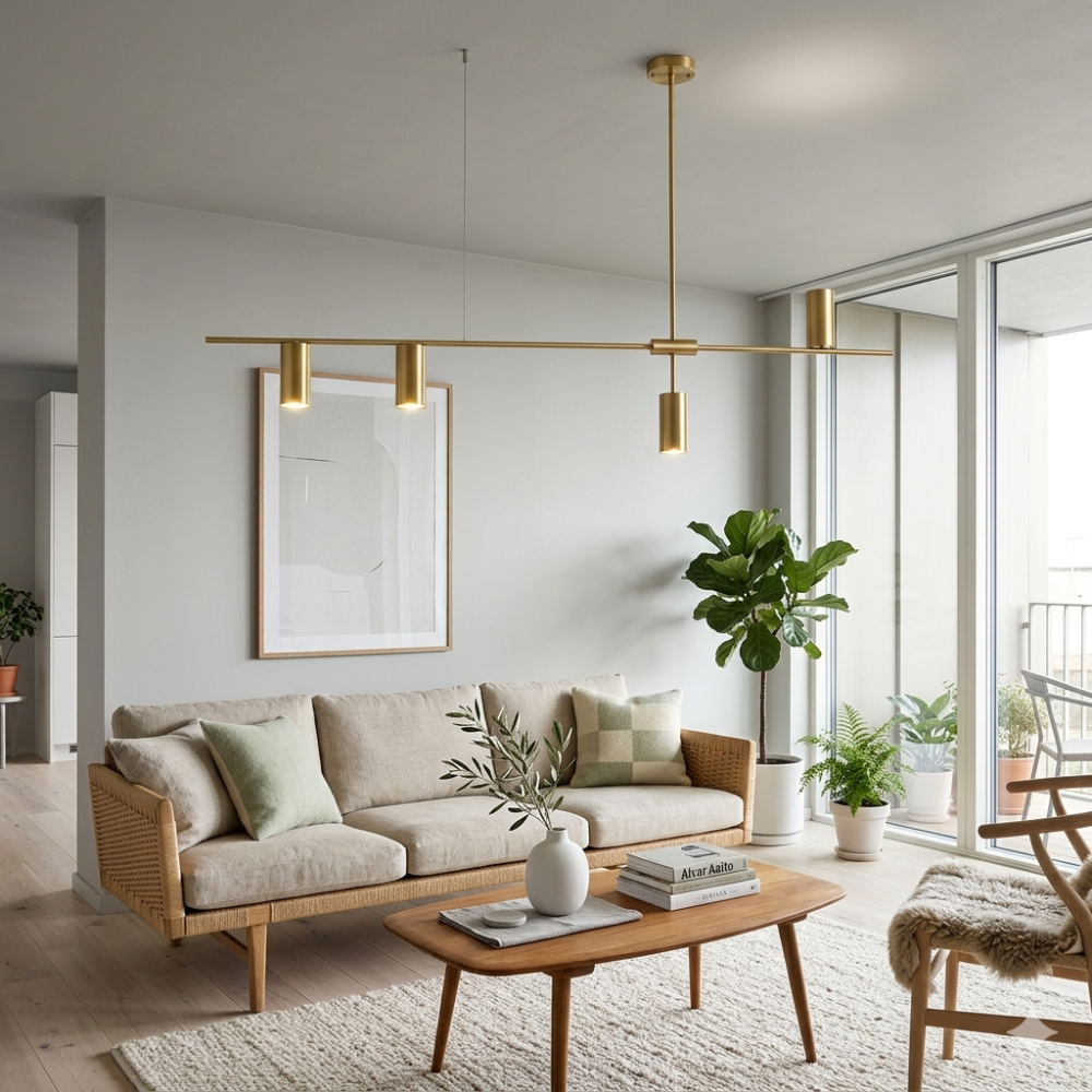 Chic Minimalist Chandelier With Height Adjustable Metal Frame In Black And Gold