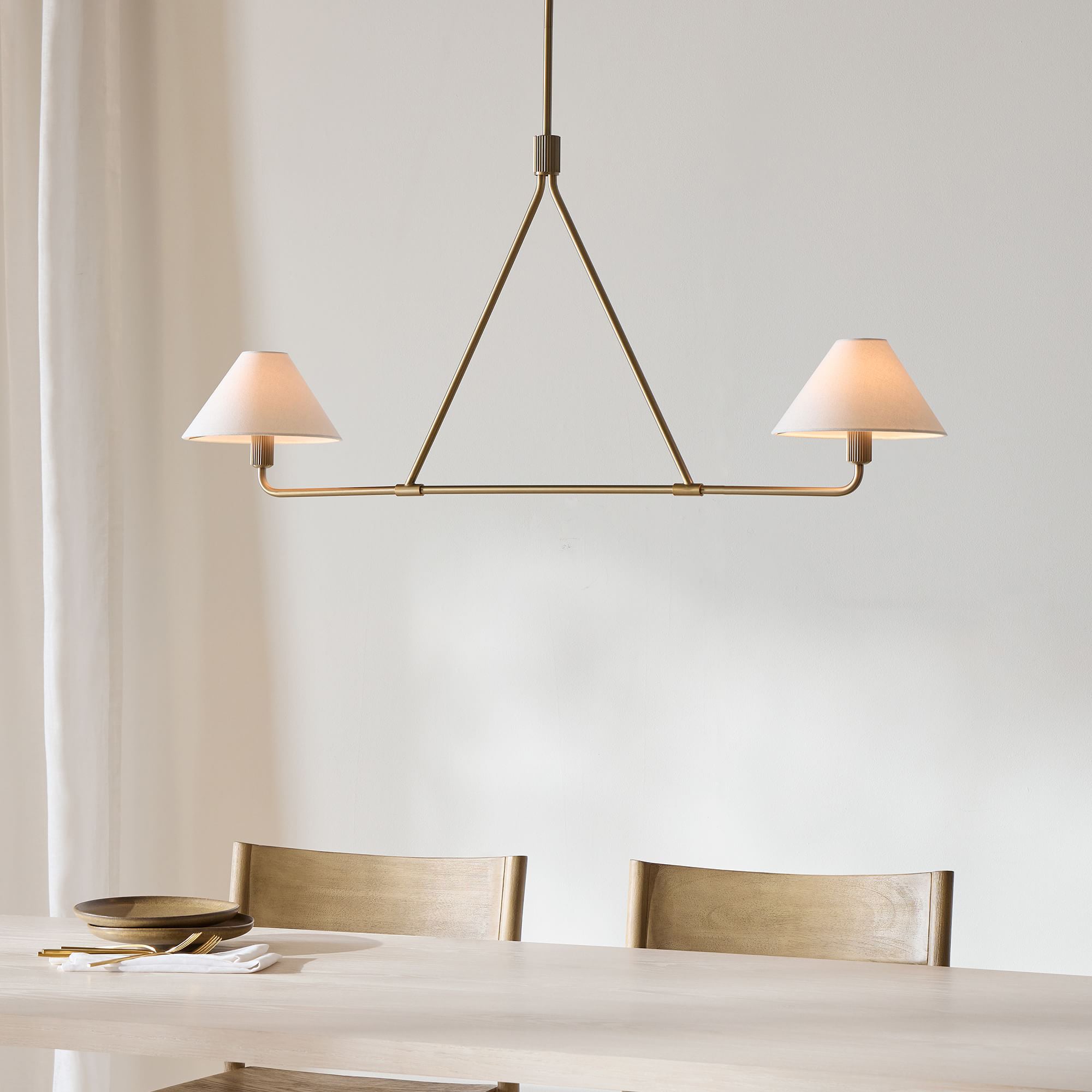 Metal Brass Minimalist Chandelier With Adjustable Height