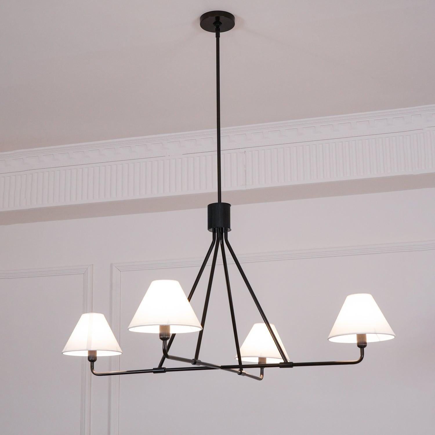 Metal Brass Minimalist Chandelier With Adjustable Height
