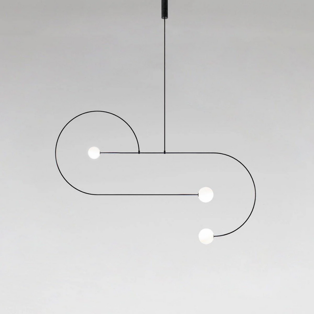 Adjustable Minimalist Chandelier With Patinated Brass And Opaline Glass