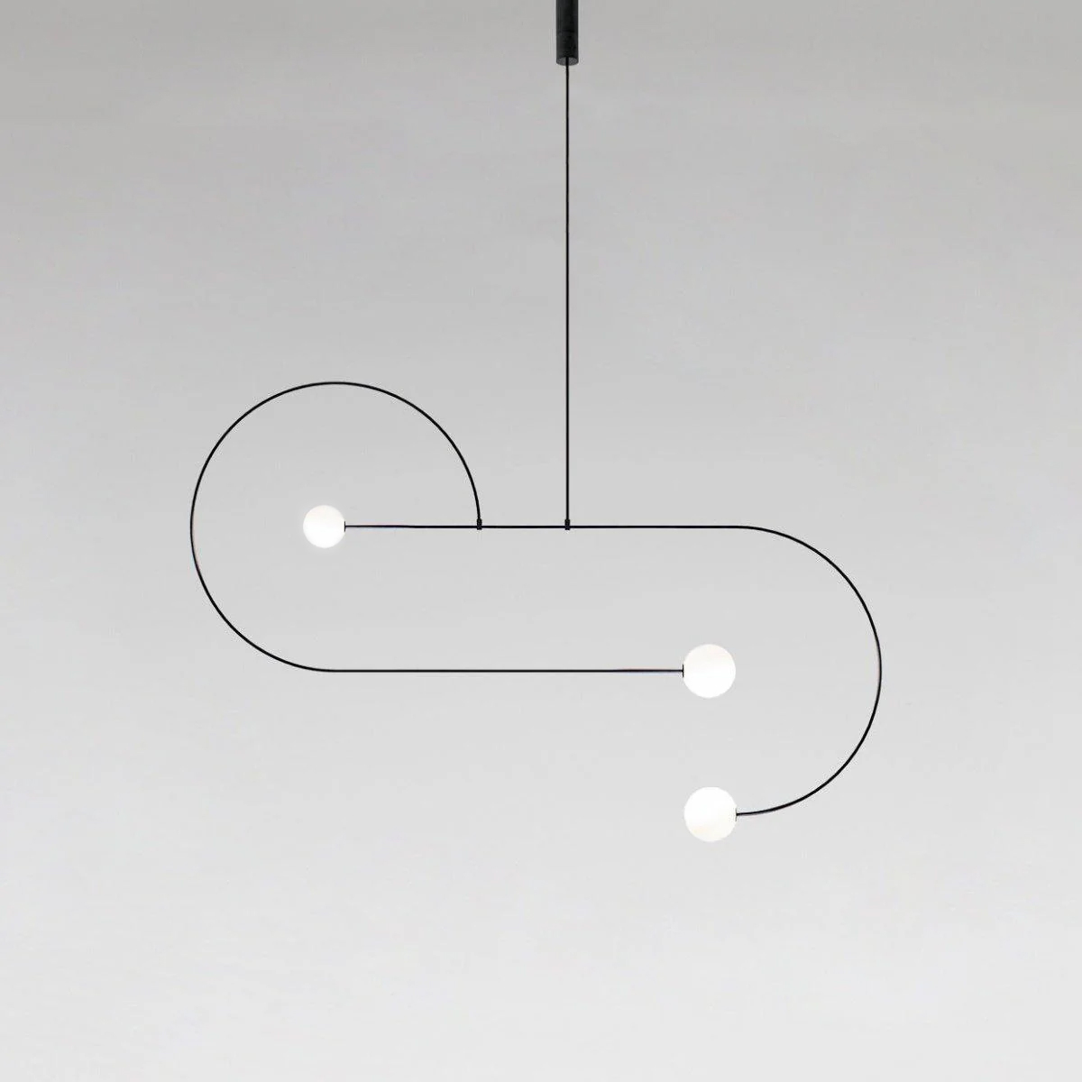 Adjustable Minimalist Chandelier With Patinated Brass And Opaline Glass