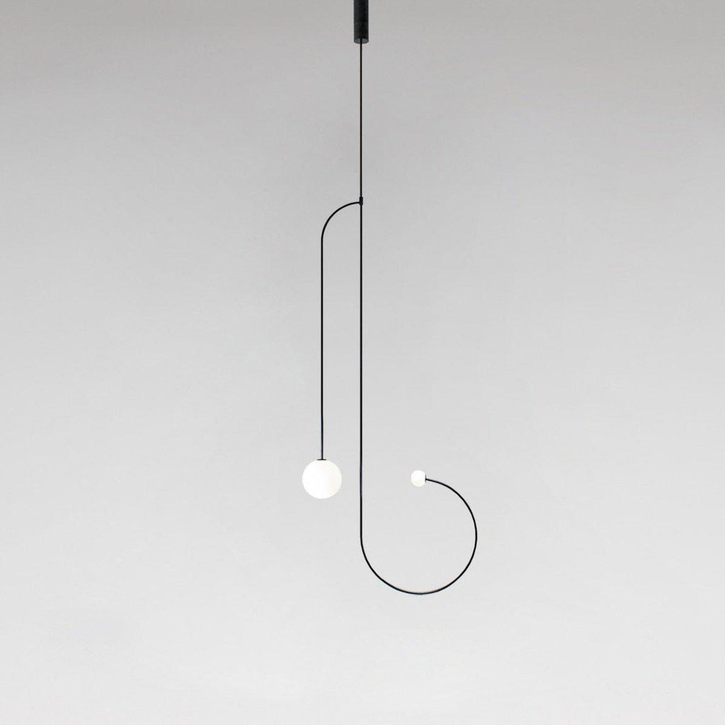 Adjustable Minimalist Chandelier With Patinated Brass And Opaline Glass