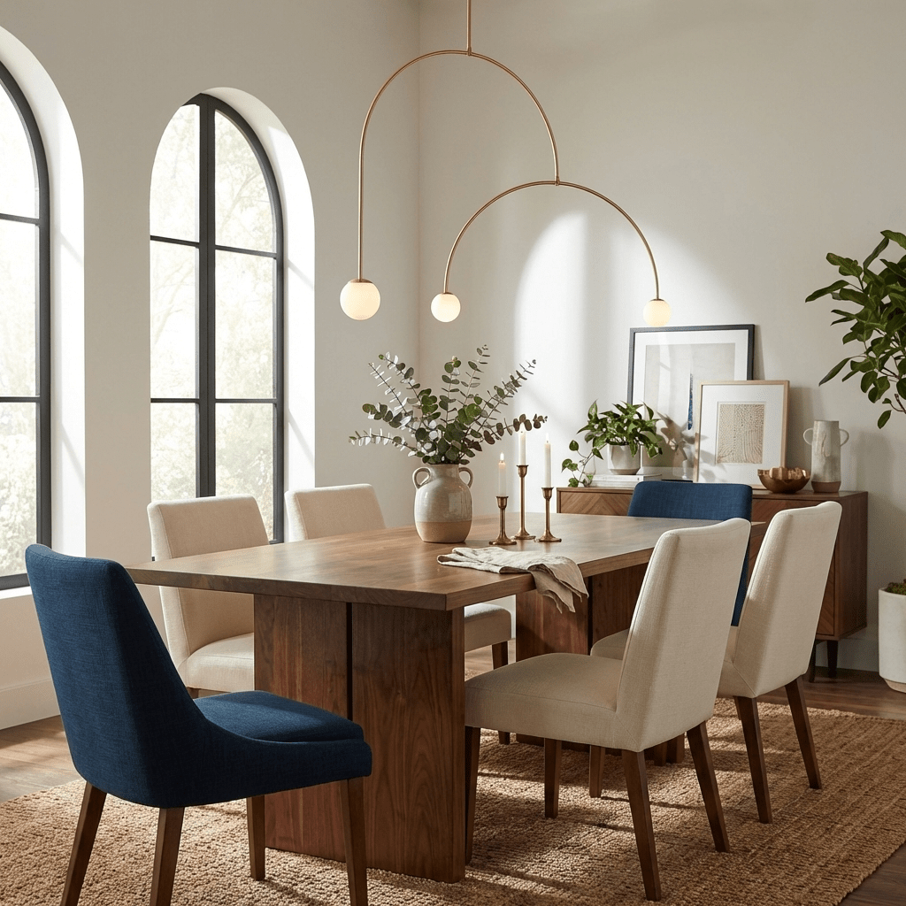 Adjustable Minimalist Chandelier With Patinated Brass And Opaline Glass