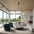 Adjustable Minimalist Chandelier With Patinated Brass And Opaline Glass