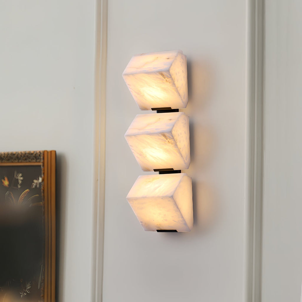 Slim LED Wall Light Dimmable With White Alabaster Finish