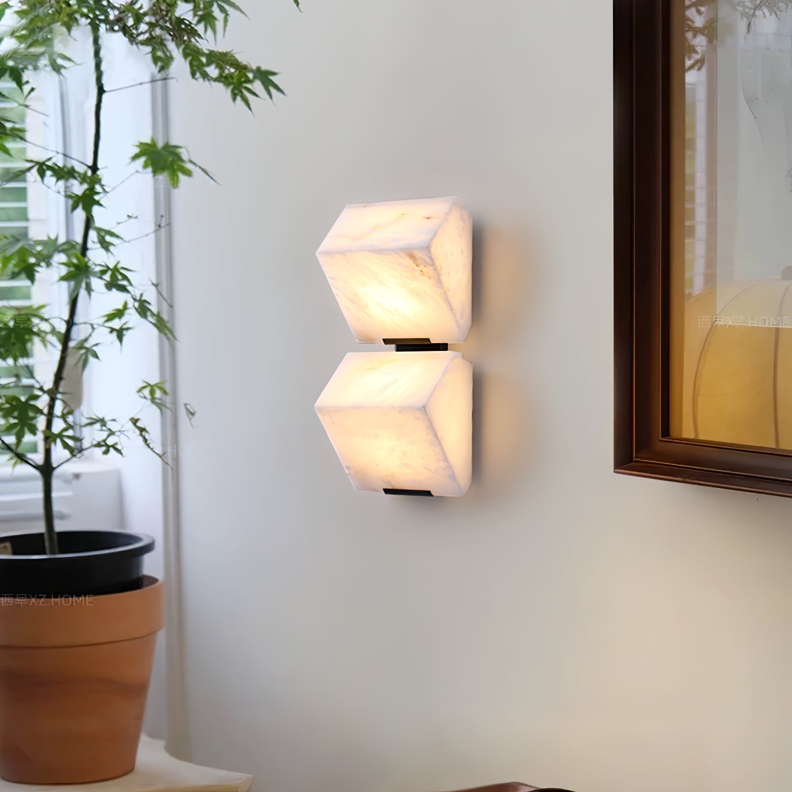 Slim LED Wall Light Dimmable With White Alabaster Finish