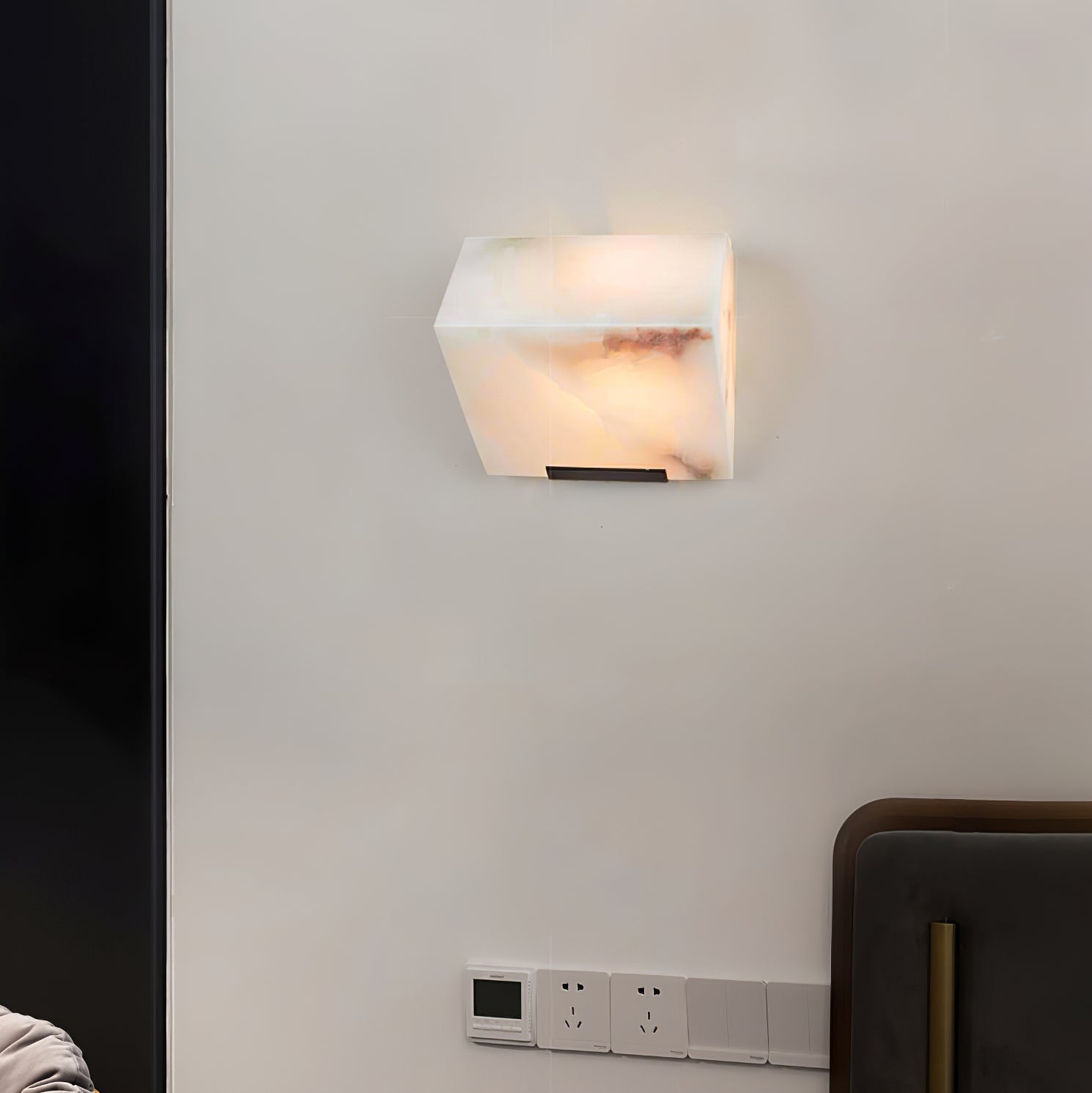 Slim LED Wall Light Dimmable With White Alabaster Finish