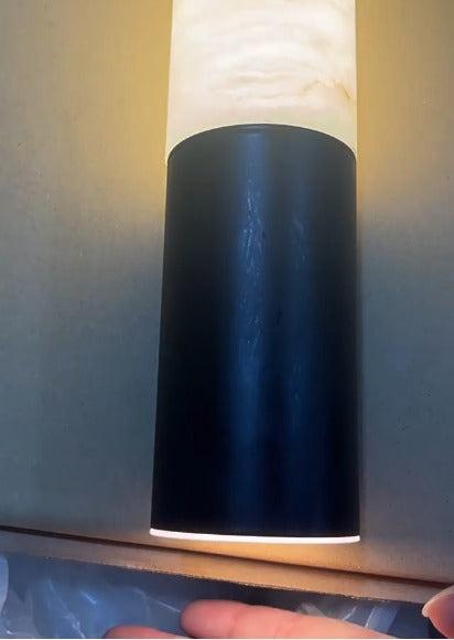 Minimalist Artificial Marble And Copper Pendant Light With Adjustable Height