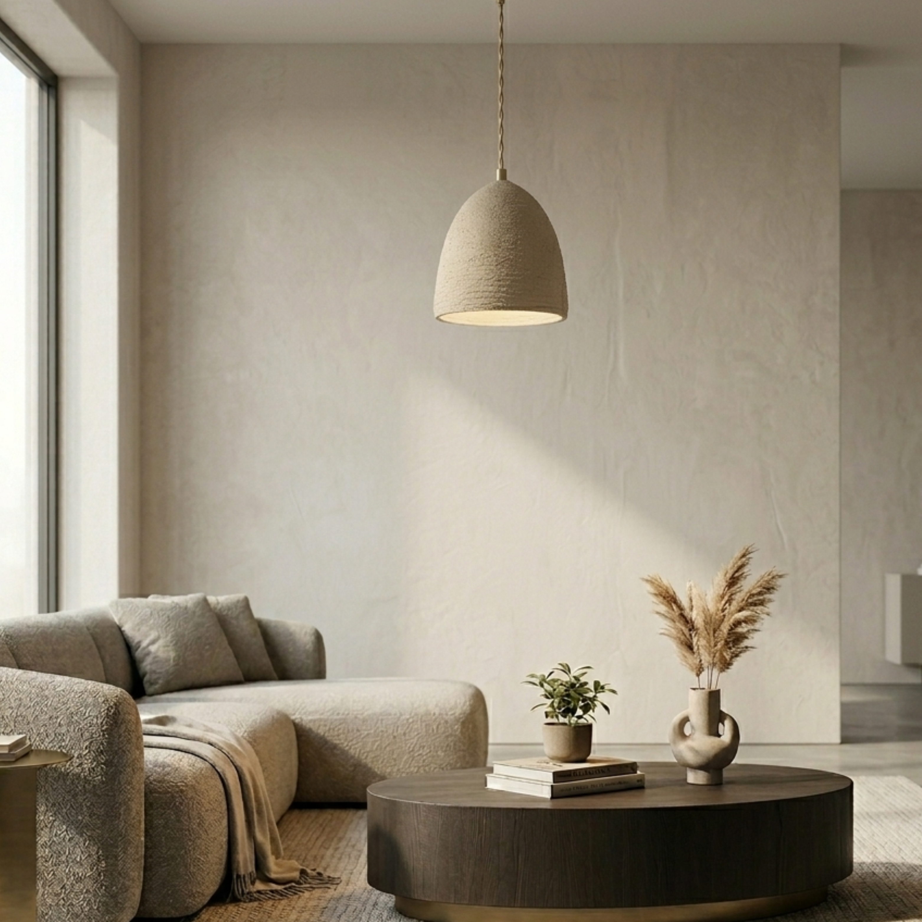 Suspension à hauteur réglable avec finition ciment, style minimaliste