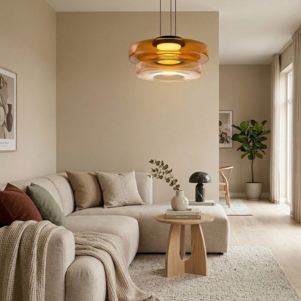Black Glass Pendant Light With Adjustable Height For Home Decor