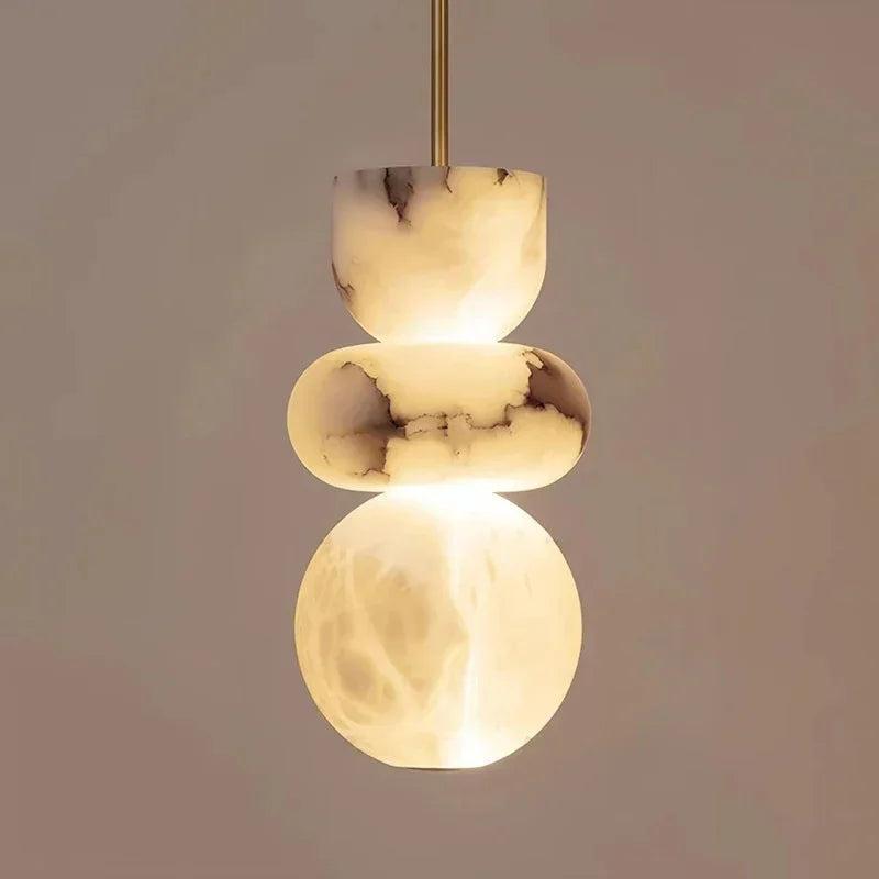 Cozy Natural Marble Pendant Light With Warm LED Glow