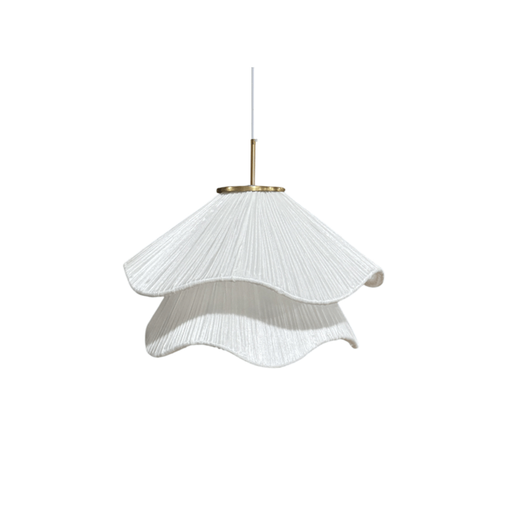 Modern Pendant Light With White Fabric Shade And Adjustable Height