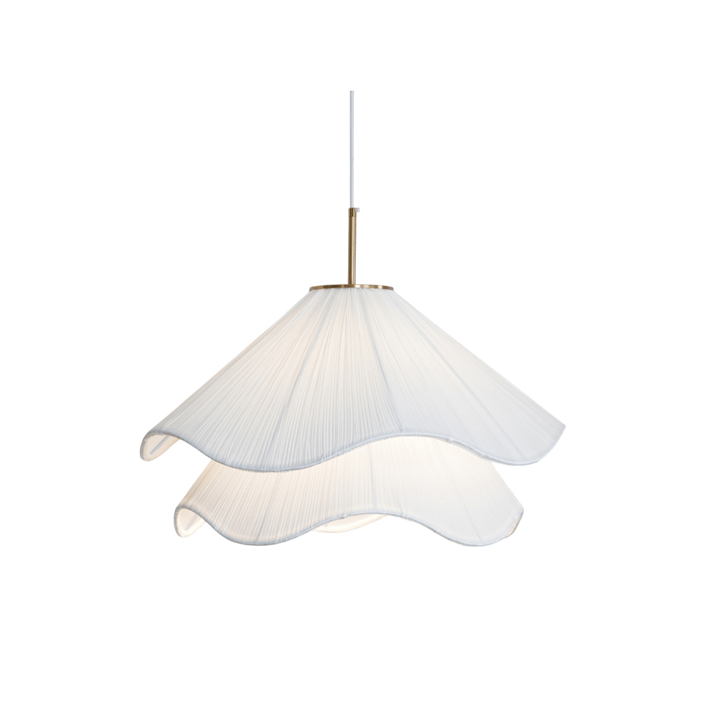 Modern Pendant Light With White Fabric Shade And Adjustable Height