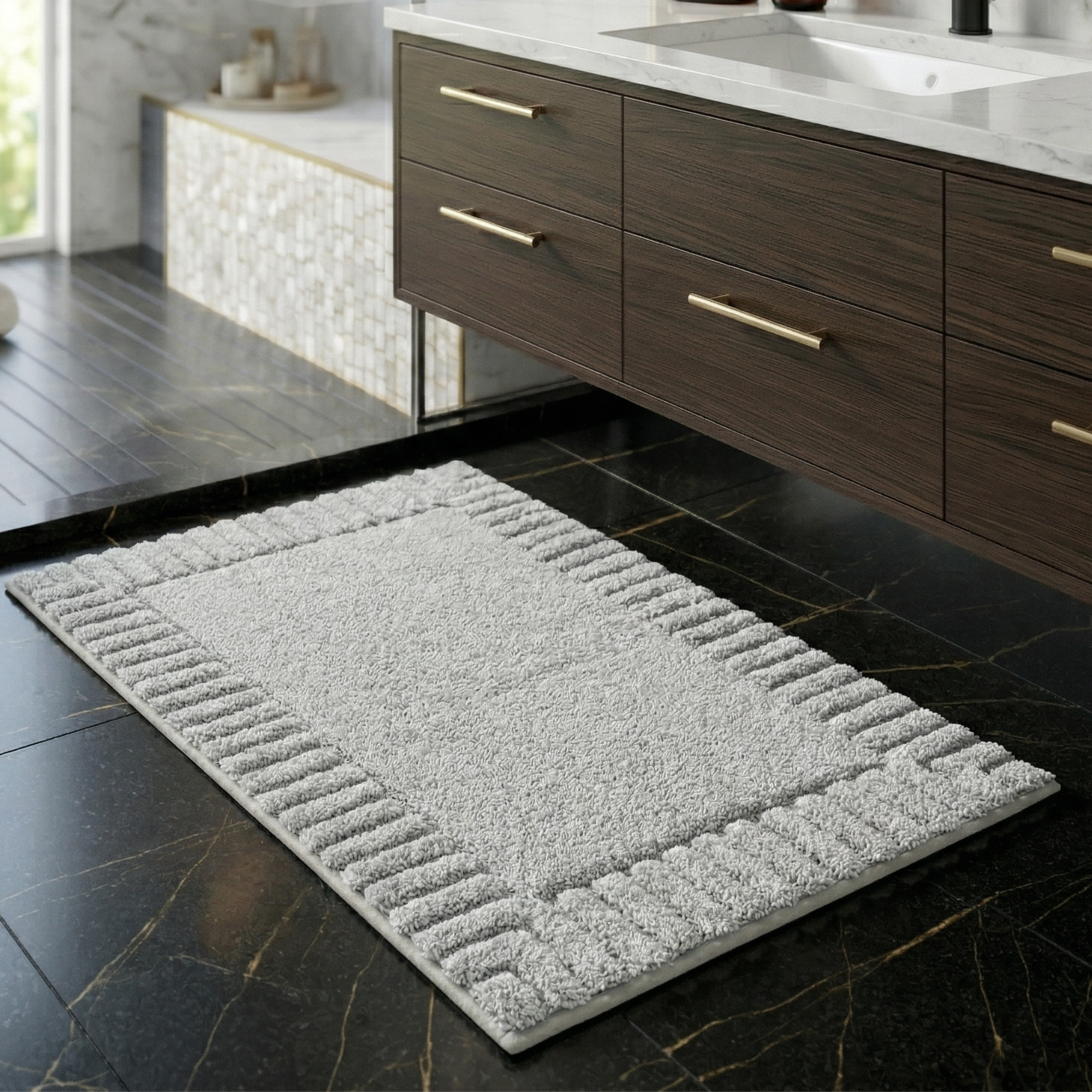 Minimalist Stripe Bath Mat With Non-Slip And Quick-Dry