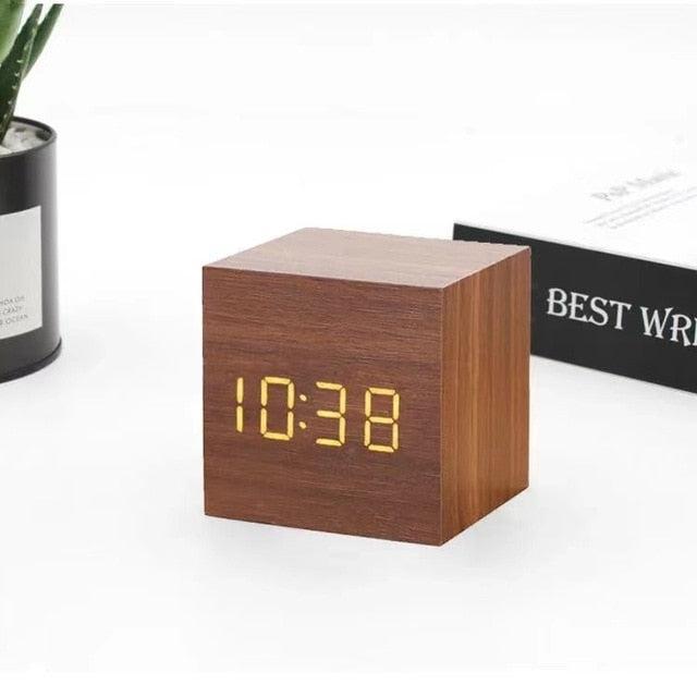 Wooden Alarm Clock With Sunrise Feature And LED Display