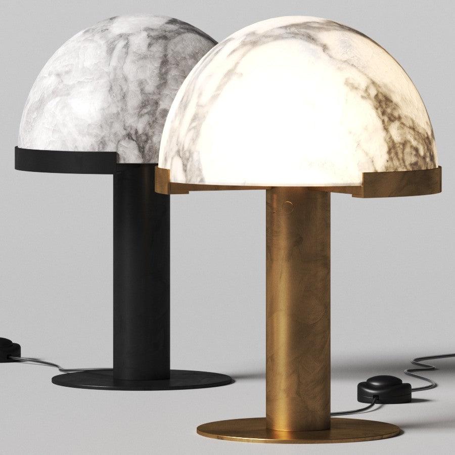 Minimalist Alabaster Stone Table Lamp With Bronze Base