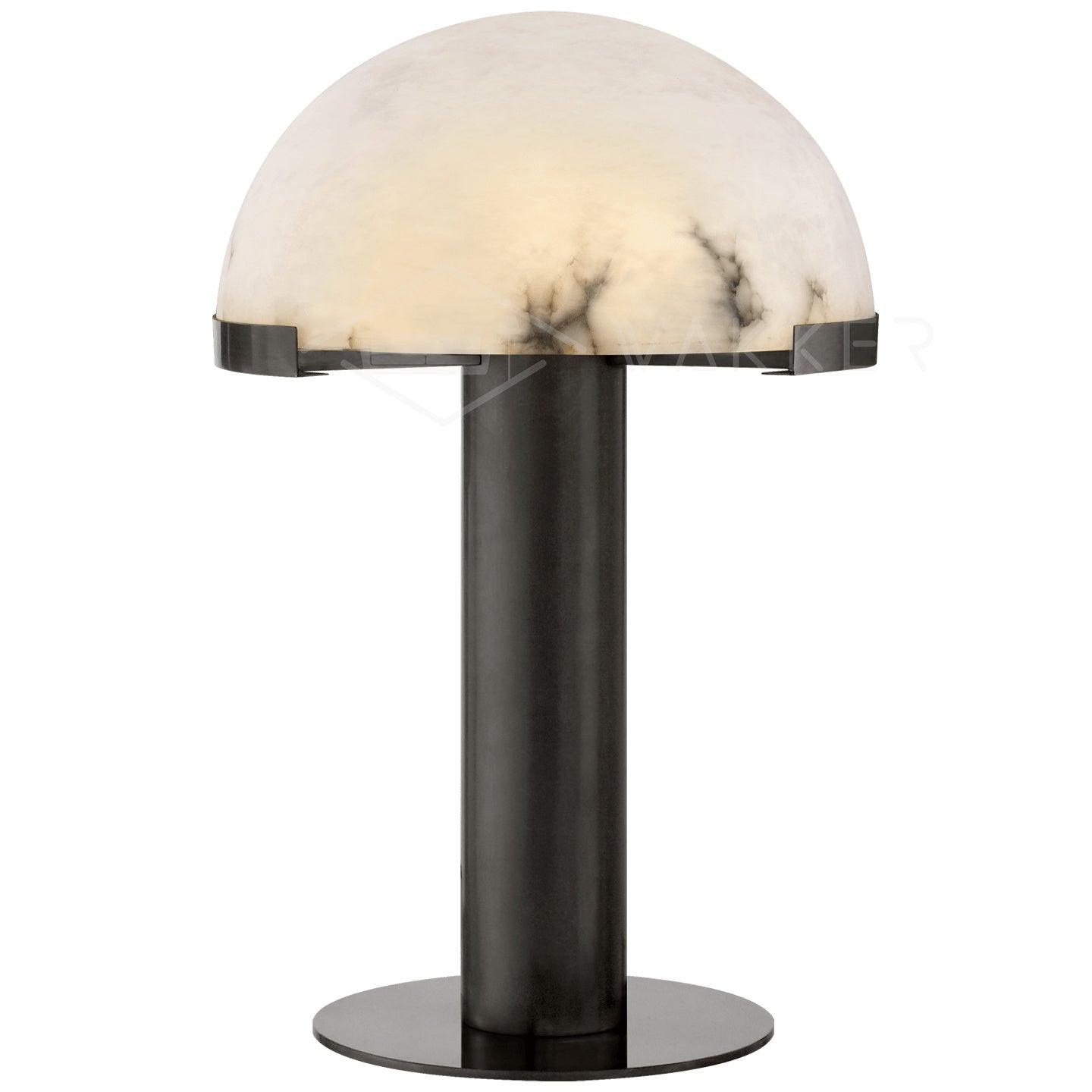 Minimalist Alabaster Stone Table Lamp With Bronze Base