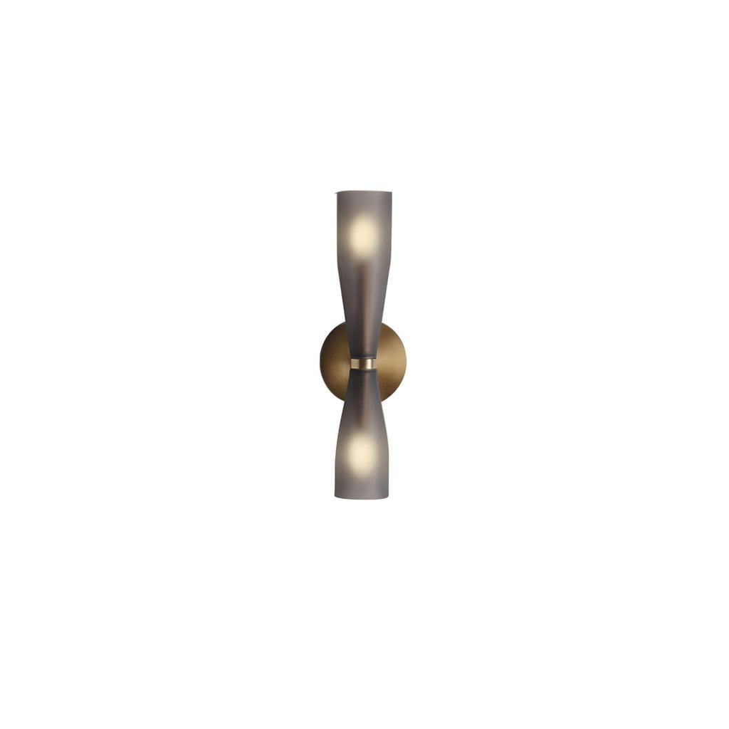 Twin Glass Diffusers LED Wall Light With Brass Backplate