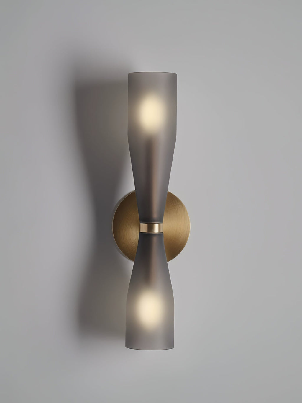Twin Glass Diffusers LED Wall Light With Brass Backplate