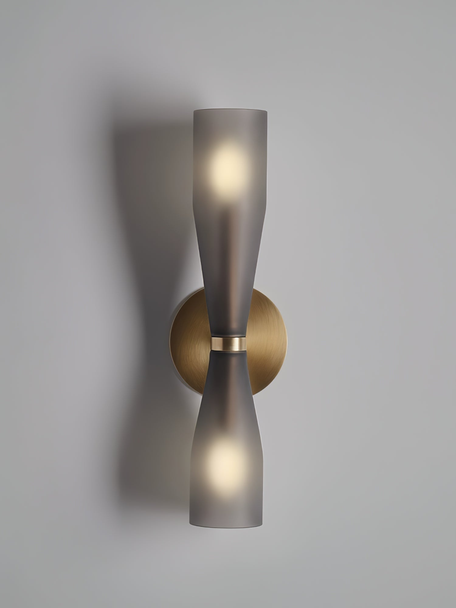 Twin Glass Diffusers LED Wall Light With Brass Backplate