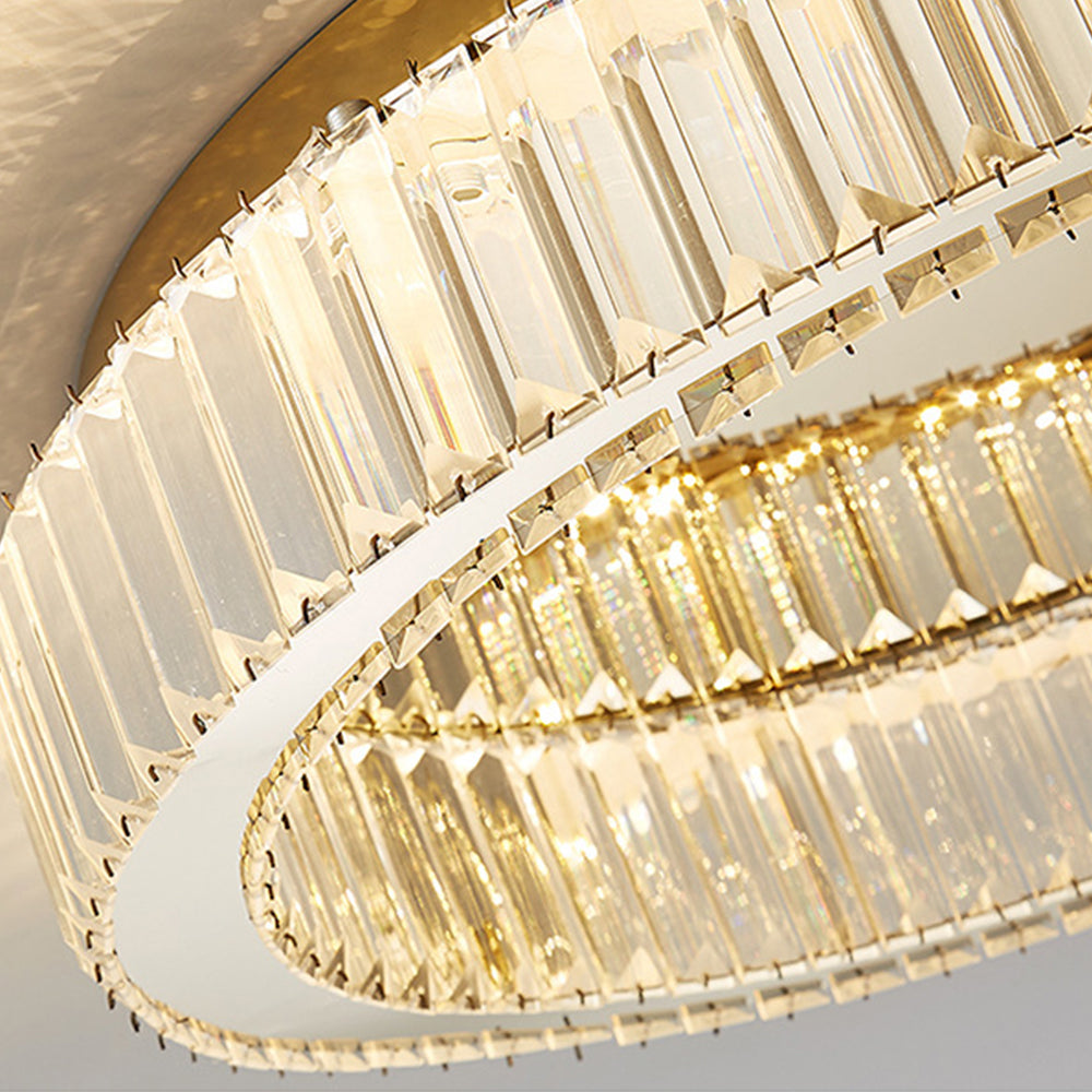 Lampada da soffitto rotonda con cristalli | Finitura oro lussuosa | Meowbutter