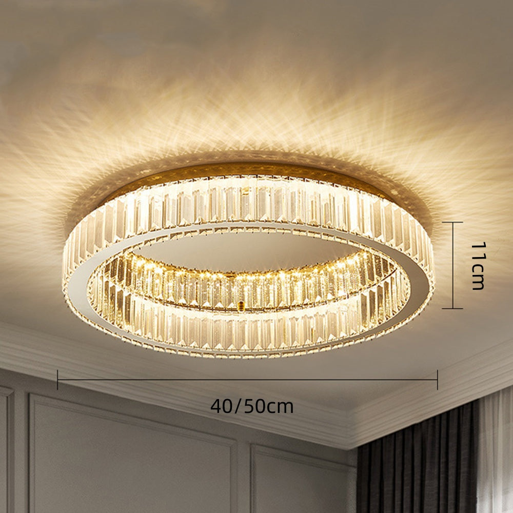 Lampada da soffitto rotonda con cristalli | Finitura oro lussuosa | Meowbutter