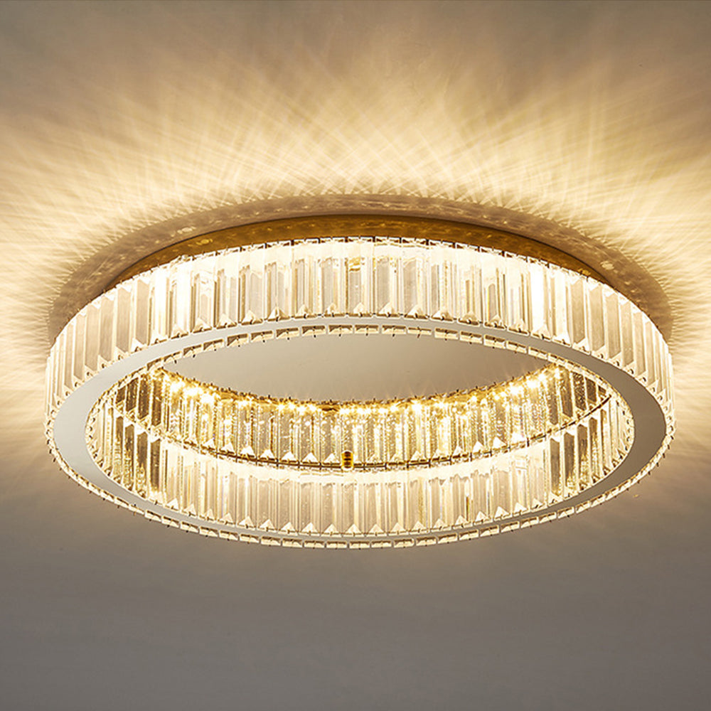 Lampada da soffitto rotonda con cristalli | Finitura oro lussuosa | Meowbutter