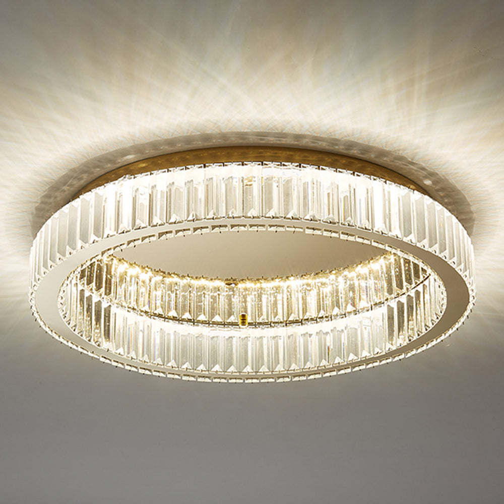 Lampada da soffitto rotonda con cristalli | Finitura oro lussuosa | Meowbutter